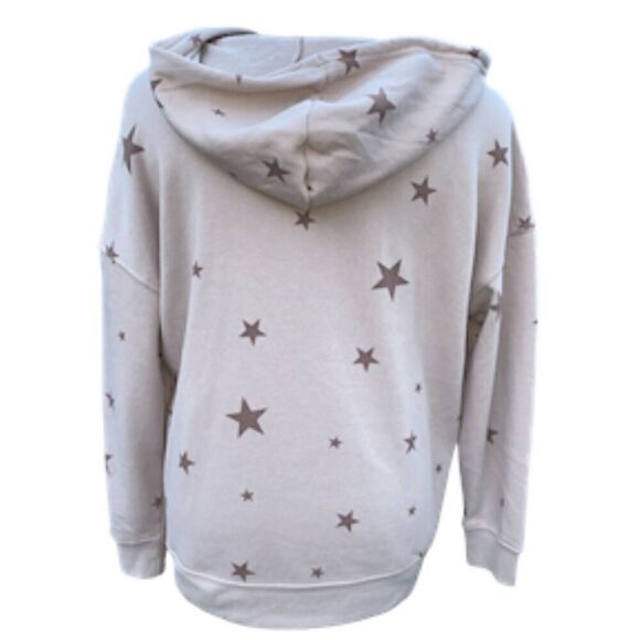 Hippie Rose Hoodie Star Kangaroo Pocket Drawstring Hood Quarter Zip Sz L Tan - Picture 4 of 14